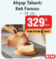 AHŞAP TABANLI KEK FANUSU 24 CM AHŞAP TABANLI KEK FANUSU 24 CM